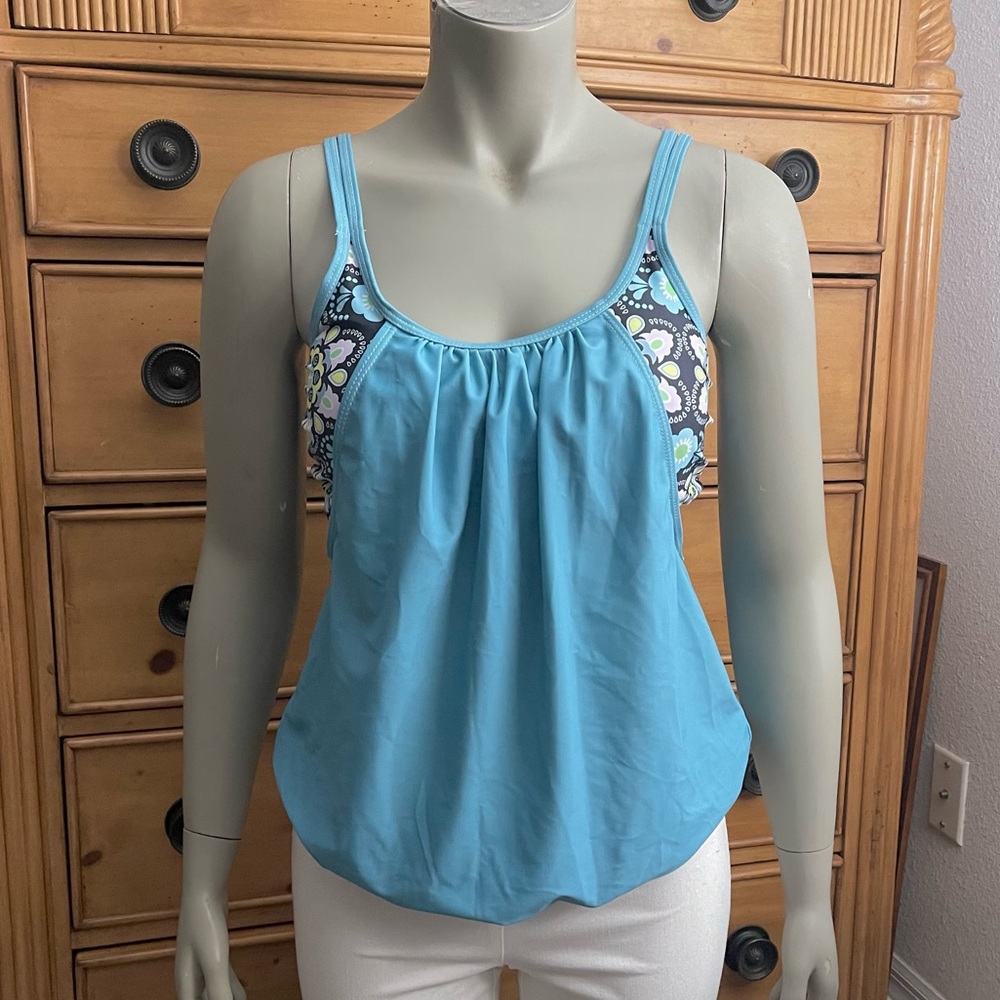 Women Blouson Swimsuit Top Size Large Excnt Cond